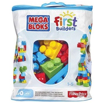 Mega Bloks Kostky v plastovém pytli růžová 60 ks