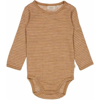 Merino body dětské clay melange wool stripe Wheat