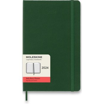 Moleskine A5 denní 2024 tmavě zelený