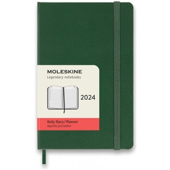 Moleskine A6 denní 2024 tmavě zelený