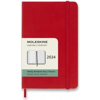 Moleskine A6 týdenní 2024 červený