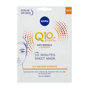 Nivea Q10 Plus C Anti-Wrinkle + Energy 10 minutová textilní pleťová maska 1 ks