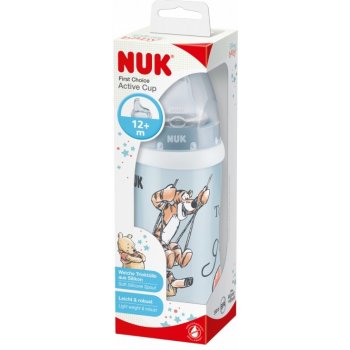 NUK first choice active cup láhev Medvídek Pú se silikonovým pítkem oranžová s tygrem 300 ml