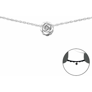 Olivie Choker řetízek stříbrná růže 2723