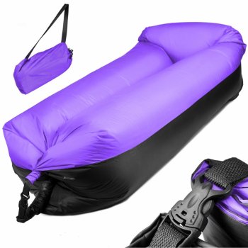 RelaxPRO 6655-2 Nafukovací pohovka Lazy Bag sedací vak 185x70 cm do 180 kg černo-fialová