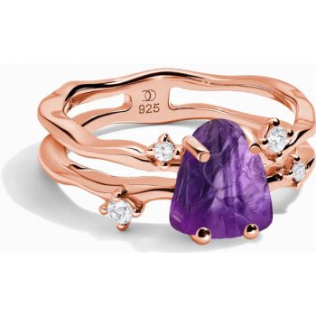 Royal Fashion prsten zlato Vermeil SKA R006-ROSEGOLD-AMETHYST