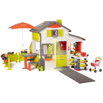 Smoby Domeček Neo Friends House DeLuxe s obchodem a zahradní kuchyňka s posezením