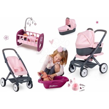 Smoby Set trojkombinace Powder Pink 3in1 Maxi Cosi & Quinny s postýlkou a vaničkou