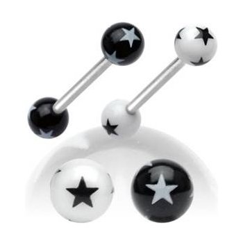 Šperky4U piercing do jazyku s hvězdami PJ01048-K