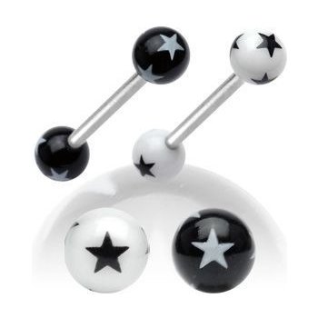 Šperky4U piercing do jazyku s hvězdami PJ01048-W