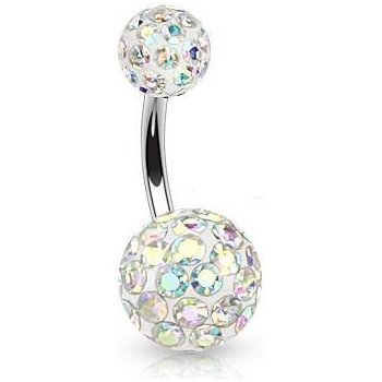 Šperky4U piercing do pupíku kulička Swarovski krystaly duhová BS01021-AB