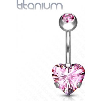 Šperky4U piercing do pupíku srdce titan TIT1058-P