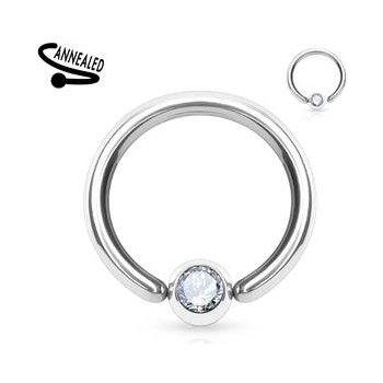 Šperky4U piercing kruh, kulička s kamínkem K01045-10103