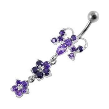 Šperky4U stříbrný piercing do pupíku motýlek BP01192-A