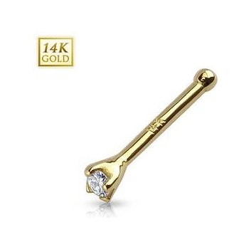 Šperky4U zlatý piercing do nosu čirý zirkon ZL01041-YG