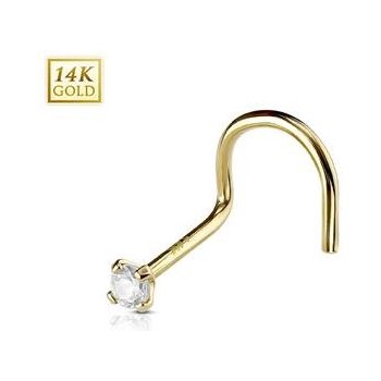 Šperky4U zlatý piercing do nosu kamínek ZL01127C-YG