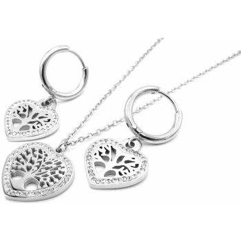 Steel Jewelry souprava Náhrdelník a Náušnice SRDCE Chirurgická ocel SET231253