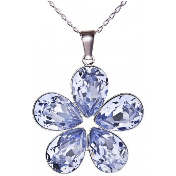 Swarovski Elements Flower, pear stříbrný (přívěsek + řetízek) fialová kytička (slzička, kapka) 54037.3 fialová