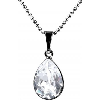 Swarovski Elements Pear rhodiovaný (přívěsek + řetízek) bílá slzička, kapka 34255.1 Crystal