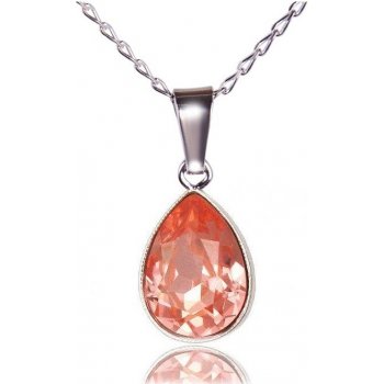 Swarovski Elements Pear rhodiovaný (přívěsek + řetízek) oranžovo-růžová slzička, kapka 34252.3 Rose peach