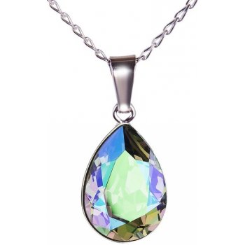 Swarovski Elements Pear rhodiovaný (přívěsek + řetízek) zelená slzička, kapka 54016.5 Paradise shine