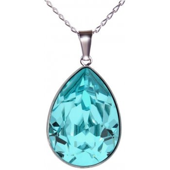 Swarovski Elements Pear stříbrný (přívěsek + řetízek) modrá slzička, kapka 34252.3 Light turquoise modrá