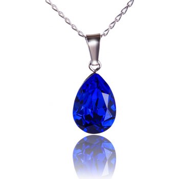 Swarovski Elements Pear stříbrný (přívěsek + řetízek) modrá slzička, kapka 34252.3 Majestic blue modrá