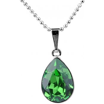 Swarovski Elements Pear stříbrný (přívěsek + řetízek) zelená slzička, kapka 54035.3 Fern green zelená