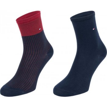 Tommy Hilfiger WOMEN 2P TENCEL SHORT SOCK COLORBLOCK Tmavě modrá Červená