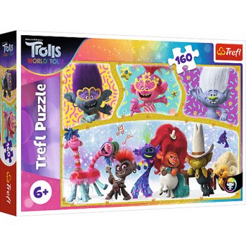 Trefl Trolls world tour Šťastný svět Trollů 41 x 27,5 cm v krabici 29 x 19 x 4 cm 160 dílků