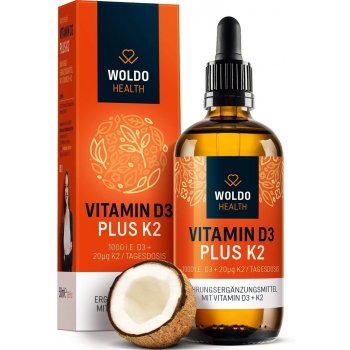 WoldoHealth Vitamin D3+K2 Kapky 1000 I.U. 50 ml