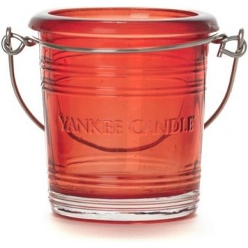 Yankee Candle 1306105 Glass Bucket svícen na votivní svíčku červený