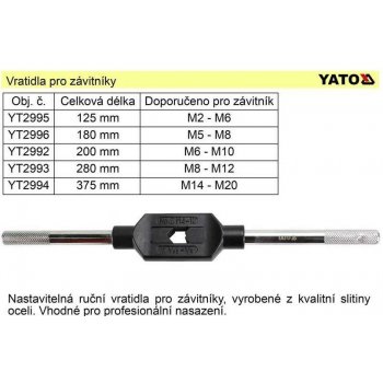 YATO Vratidlo pro závitníky M3-M10 délka 180mm YT-2996