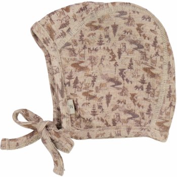 Zavazovací čepička z merino vlny khaki wild life Wheat