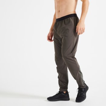 Domyos pánské fitness tepláky 900 Slim khaki