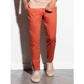 Ombre Clothing pánské chinos kalhoty Ellis cihlově červená P894