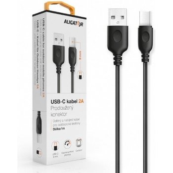 Aligator DKAC82BK USB-C s prodlouženým konektorem, 2A, 1m