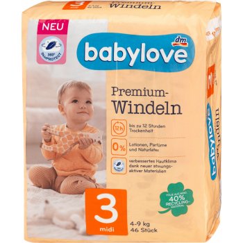 Babylove Premium aktiv 3 midi 4-9 kg 46 ks