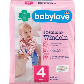 Babylove Premium aktiv plus 4 maxi 7-18 kg 42 ks