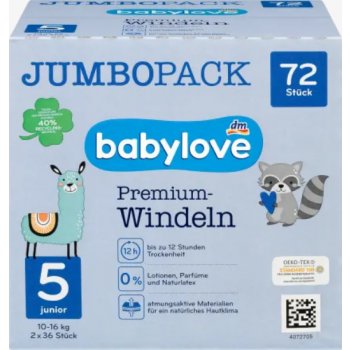 Babylove Premium aktiv plus 5 junior 12-25 kg Jumbo Pack 2 x 36 72 ks