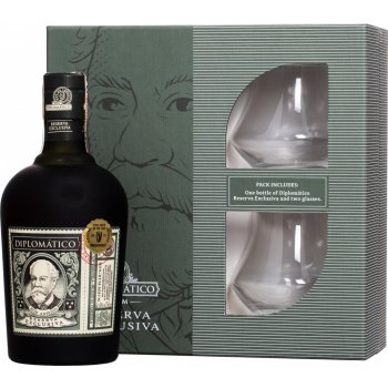 Diplomatico Reserva Exclusiva 12y 40% 0,7 l (dárkové balení 2 sklenice)