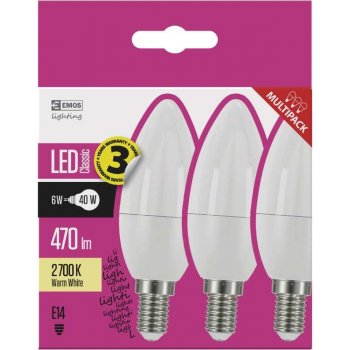 Emos ZQ3220 LED žárovka Classic Candle 6W E14 teplá bílá