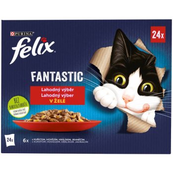 Felix Fantastic s kuřetem hovězím králíkem a jehněčím v želé 24 x 85 g