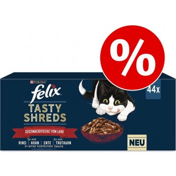 Felix Tasty Shreds s hovězím kuřetem kachnou krůtou ve šťávě 12 x 80 g