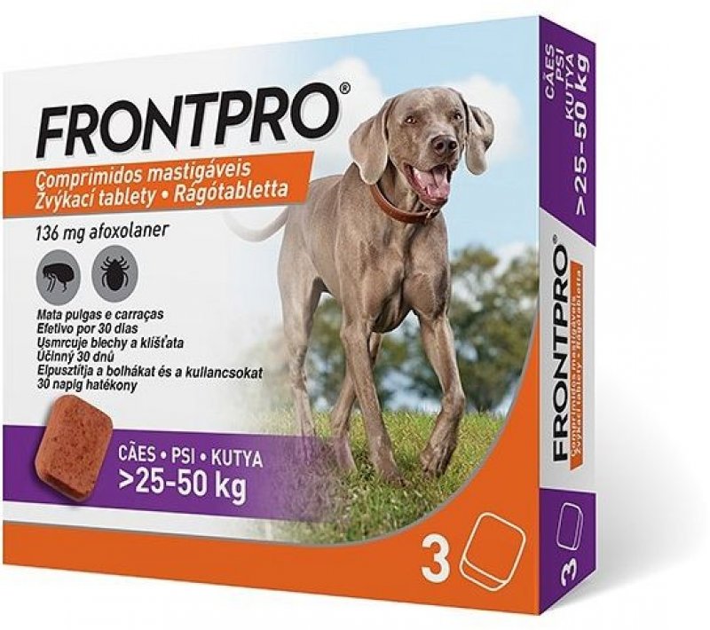 Průzkum Frontpro 25 - 50 kg 136 mg 3 žvýkací tablety