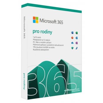 Microsoft 365 pro rodiny 1 rok CZ krabicová verze 6GQ-01550 nová licence