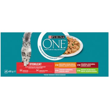 Purina ONE STERILCAT Mini filetky s kuřetem krůtou hovězím lososem se zeleninou 40 x 85 g