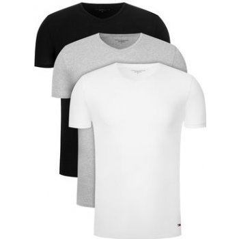 Tommy Hilfiger Sada pánských trik Premium Essentials Vn Tee Ss 3 Pack 2S87903767 004 Black/Grey Heather White