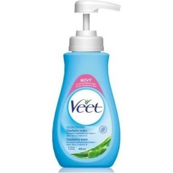 Veet depilační krém Aloe Vera Vitamínem E pro citlivou pokožku pumpička 400 ml