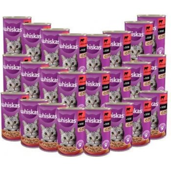 WHISKAS Hovězí v omáčce 400 g x 24